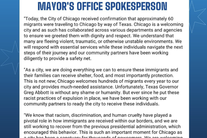 Abbott announces Chicago as a new destination for migrants