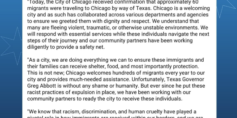 Abbott announces Chicago as a new destination for migrants